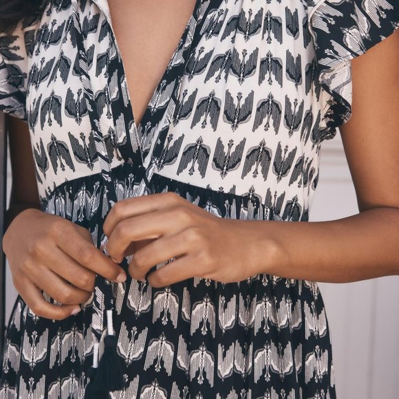 Kenzie Parrott Ruffle-Sleeve Flannel Sleep Dress - Picture 3 of 7